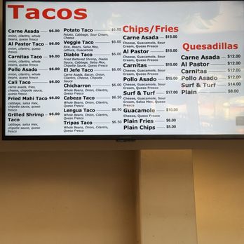 Valerie's Taco Shop - Tacos menu - Tacos Near Me - Oceanside, California