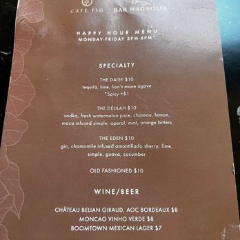 Café Fig - Happy Hour Menu Drinks - Cafes Near Me - Los Angeles, California