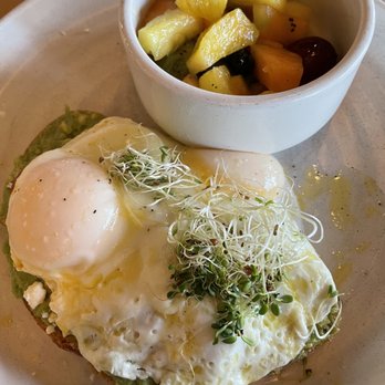 Adair Kitchen - Avocado Mash with eggs and fruit - New American Near Me - Houston, Texas Adair Kitchen - Avocado Mash with eggs and fruit - New American Near Me - Houston, Texas