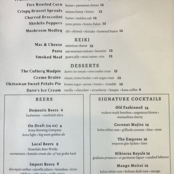 The Cutlery - Menu Pt. 2 - Steakhouses Near Me - Honolulu, Hawaii