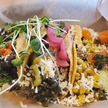 Chaia - Mushroom, Creamy Kale & Potato and Skillet Corn tacos - Tacos Near Me - Washington, DC, District of Columbia Chaia - Mushroom, Creamy Kale & Potato and Skillet Corn tacos - Tacos Near Me - Washington, DC, District of Columbia