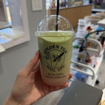 Golden File Nail Spa - matcha with coconut water - Nail Salons Near Me - Lake Forest, California Golden File Nail Spa - matcha with coconut water - Nail Salons Near Me - Lake Forest, California