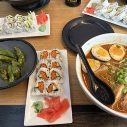 Shishito Pepper (ve, gf), Spicy Tuna Roll, Spicy Miso Ramen - Choice of Broth Shishito Pepper (ve, gf), Spicy Tuna Roll, Spicy Miso Ramen - Choice of Broth