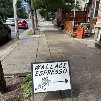 Wallace Espresso - The cute sign outside - Coffee & Tea Near Me - Toronto, Ontario
