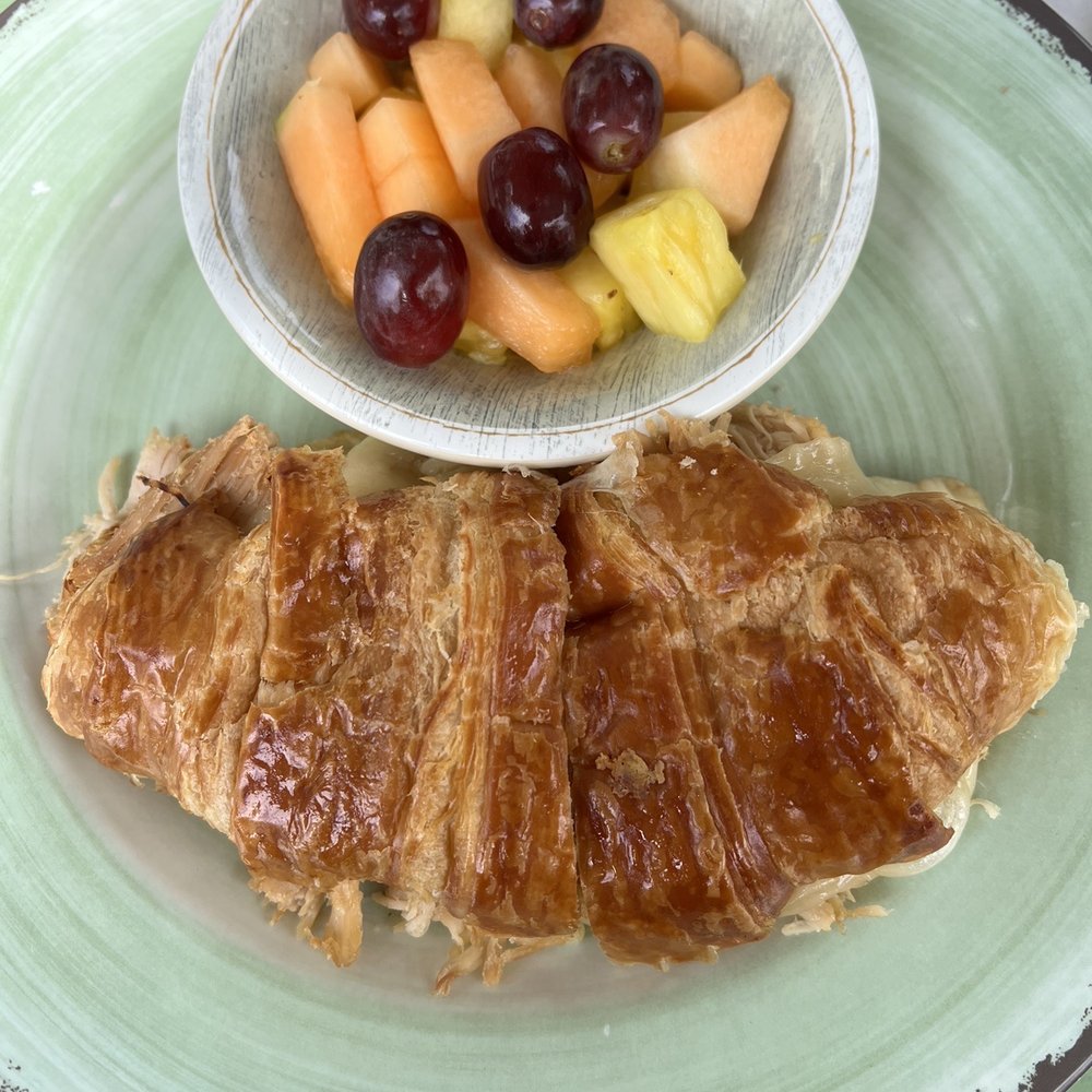 Sweet Lemon Kitchen - Turkey and Swiss Croissant with fruit - Cafes Near Me - Georgetown, Texas