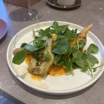 Clarity - Ratatouille stuffed crispy squash blossom - New American Near Me - Vienna, Virginia Clarity - Ratatouille stuffed crispy squash blossom - New American Near Me - Vienna, Virginia