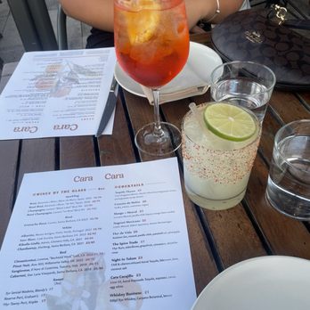 Cara Cara - I ordered a classic margarita and my friend ordered an aperol spritz. Both delicious! - New American Near Me - Los Angeles, California Cara Cara - I ordered a classic margarita and my friend ordered an aperol spritz. Both delicious! - New American Near Me - Los Angeles, California