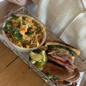 The Clever Koi - Char Siu Pork Bahn Mi with Thai Peanut Salad. Sandwich was great. - Asian Fusion Near Me - Phoenix, Arizona The Clever Koi - Char Siu Pork Bahn Mi with Thai Peanut Salad. Sandwich was great. - Asian Fusion Near Me - Phoenix, Arizona