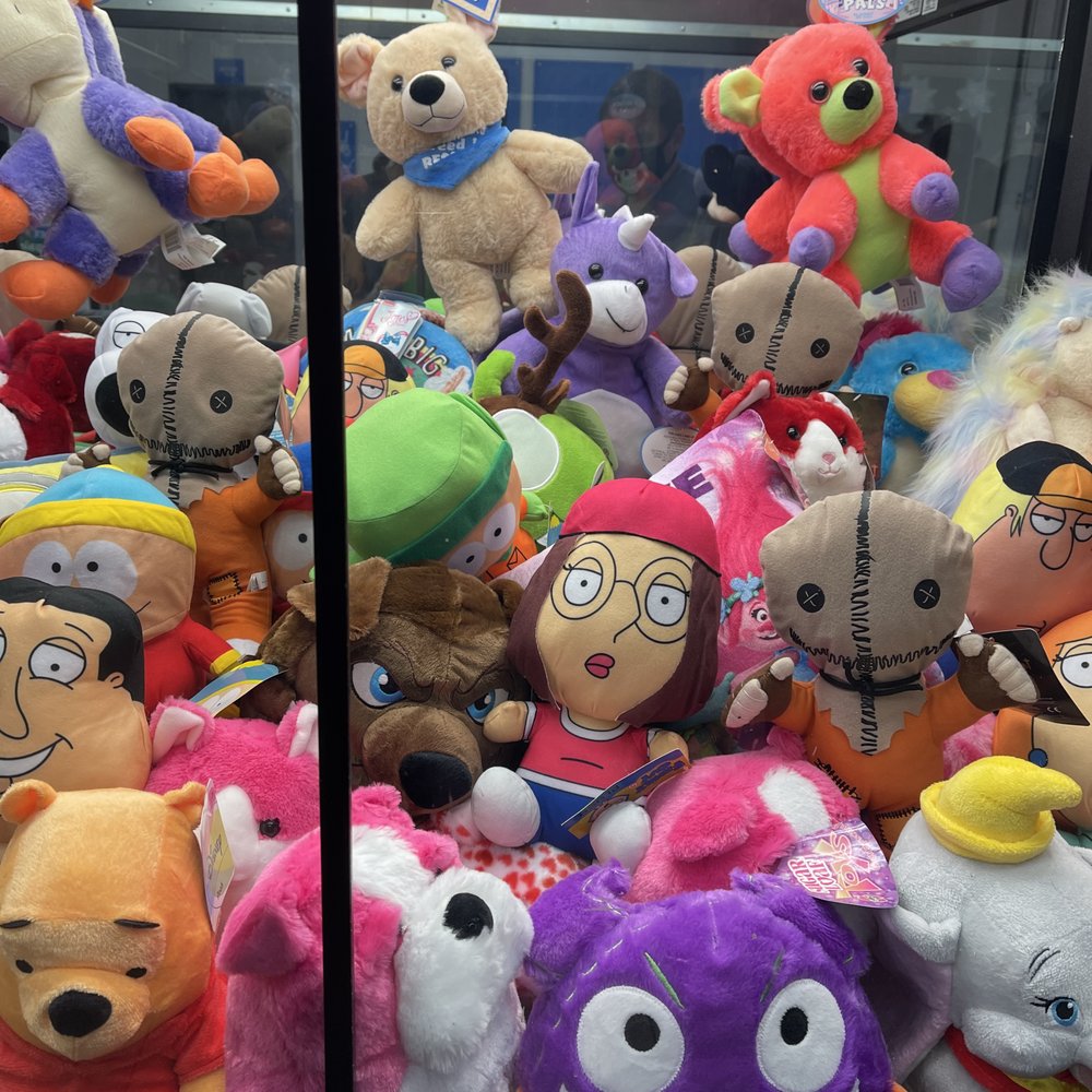a bunch of stuffed animals