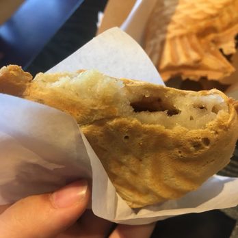 Cafe Orange - Inside is glutinous I think it might be rice flour for the batter? Very yummy - Desserts Near Me - Garden Grove, California