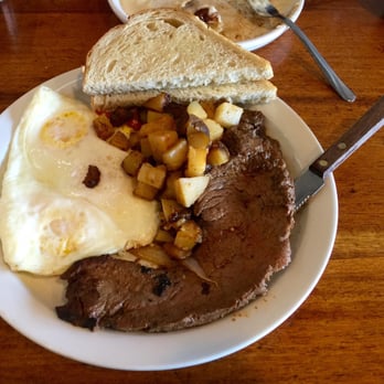 Cafe Topes - "Crack n Eggs" perfectly seasoned tri-tip from Seaside Market, seasoned potatoes, over easy eggs and sourdough toast $15 - Coffee & Tea Near Me - Carlsbad, California Cafe Topes - "Crack n Eggs" perfectly seasoned tri-tip from Seaside Market, seasoned potatoes, over easy eggs and sourdough toast $15 - Coffee & Tea Near Me - Carlsbad, California