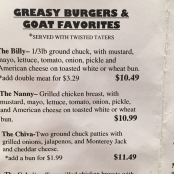 Stumblin' Goat Saloon - he menu - Burgers Near Me - Canadian, Texas