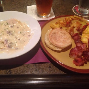 Franklin Street Bar & Grill - Breakfast special #5...Biscuits and gravy, bacon, scrambled eggs with cheese, sautéed onion and red peppers, English muffin - Bars Near Me - Johnstown, Pennsylvania Franklin Street Bar & Grill - Breakfast special #5...Biscuits and gravy, bacon, scrambled eggs with cheese, sautéed onion and red peppers, English muffin - Bars Near Me - Johnstown, Pennsylvania