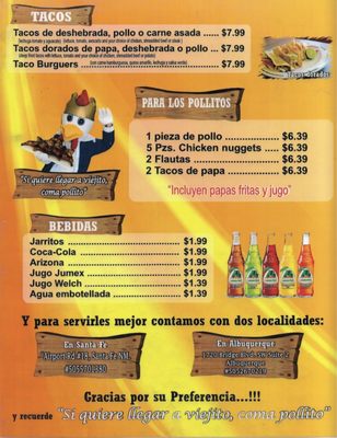 Menu photo 3 El Rey Del Pollo Santa Fe, NM Menu photo 3 El Rey Del Pollo Santa Fe, NM