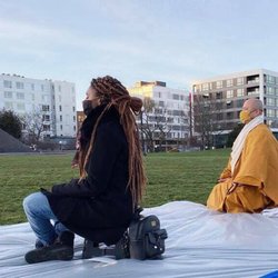 Seattle Koyasan Buddhist Temple - Taijo and I having a meditative moment
