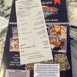 Mariscos El Puerto Escondido - San Bernardino - Menu & service charge