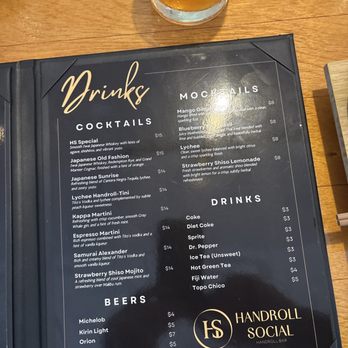 Handroll Social - Drink side of the menu - Sushi Bars Near Me - Katy, Texas