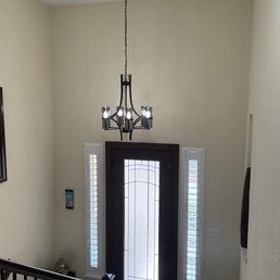 Entry light 15 feet in the air.