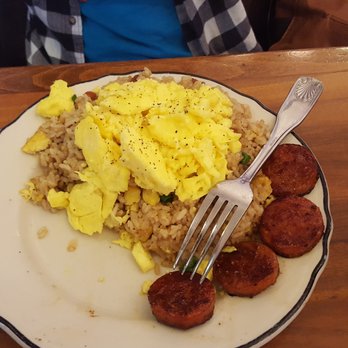 Anna Miller's - Fried rice special served with the burnt side of the sausage facing down. - Bakeries Near Me - Aiea, Hawaii Anna Miller's - Fried rice special served with the burnt side of the sausage facing down. - Bakeries Near Me - Aiea, Hawaii
