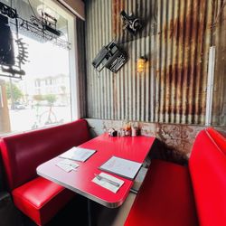 Hard Knox Cafe - Cool interior with the rusted tin walls and vintage decor