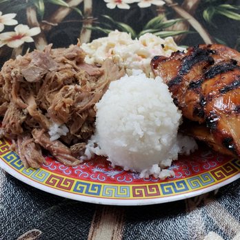 Hula Hands Restaurant - Mini combo plate with chicken and pork, that macaroni salad is so good. - Hawaiian Near Me - Anchorage, Alaska