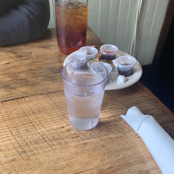 Two Cracked Eggs Cafe - Tiniest water cup in the world.... - Breakfast & Brunch Near Me - Savannah, Georgia
