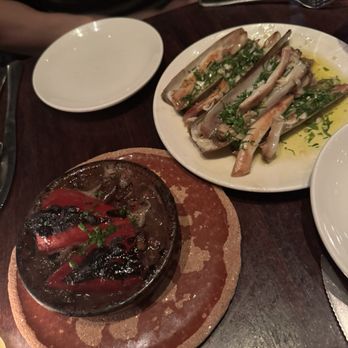 Casa Mono - Front: Oxtail Stuffed Piquillo Peppers; Back: Razor Clams a la Plancha - Spanish Near Me - New York, New York