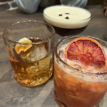 JJPfister Distilling - Banana Walnut Old Fashioned (left), Espresso Martini (back middle), Bourbon Winter Smash (right) - Distilleries Near Me - Sacramento, California JJPfister Distilling - Banana Walnut Old Fashioned (left), Espresso Martini (back middle), Bourbon Winter Smash (right) - Distilleries Near Me - Sacramento, California
