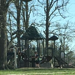 Buehler Park - Playground with no fence along this busy street.