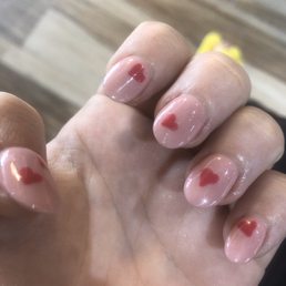 Dip nails with hand painted hearts