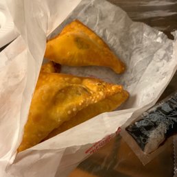 Weird colored and tasteless crab Rangoon Weird colored and tasteless crab Rangoon