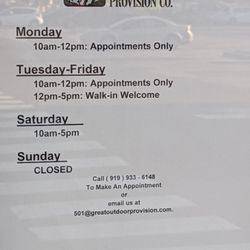 Great Outdoor Provision - Current store hours, May 2020