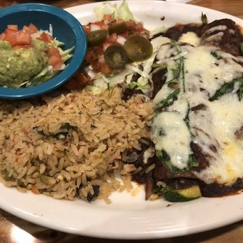 Chuy's - Veggie enchiladas, green Chile rice, scoop of guac on the side - Tex-Mex Near Me - Carmel, Indiana