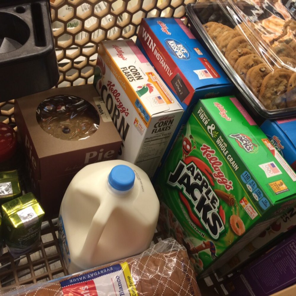 Vons - Shown here is my deep and troubling fixation with cereal, pie & cookies. Also shown is milk, bread, coffee and coconut water. - Grocery Near Me - San Pedro, California Vons - Shown here is my deep and troubling fixation with cereal, pie & cookies. Also shown is milk, bread, coffee and coconut water. - Grocery Near Me - San Pedro, California