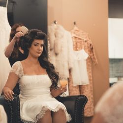 Tru Encompass Beauty - Our Gold Room offers privacy while styling and makeup takes place.