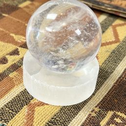 Quartz Crystal Ball with Selenite Base Quartz Crystal Ball with Selenite Base