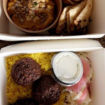 Saffron Bazaar - Hummus & Pita, Falafel Rice Bowl w/ yogurt sauce  10/10 - Tapas/Small Plates Near Me - Ottawa, Illinois