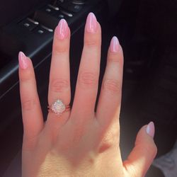 Glo Nail Bar - Gel-X extensions, light pink color with chrome finish