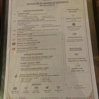 El Mansour - Food menu as of Oct 2026 - Moroccan Near Me - San Francisco, California