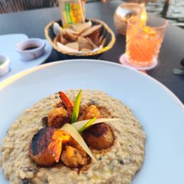 Truffle risotto and the Golden Granada (drink) Truffle risotto and the Golden Granada (drink)
