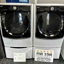 Five Star Appliance - Lg washer dryer set with pedestals and sidekick washer