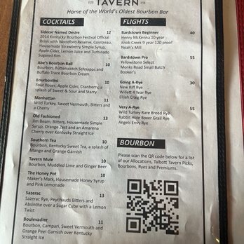 The Old Talbott Tavern - Drink Menu - Bars Near Me - Bardstown, Kentucky