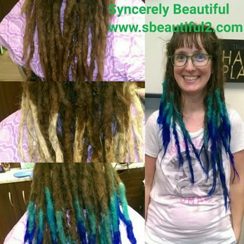 Syncerely Beautiful - 4 year old locs started by Angie...we added some awesome fantasy color of green and blue - Hair Extensions Near Me - Chesapeake, Virginia