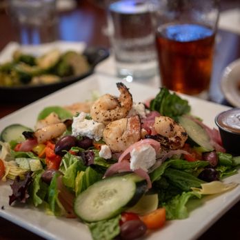 The Goose's Acre - Mediterranean salad with shrimp - New American Near Me - The Woodlands, Texas The Goose's Acre - Mediterranean salad with shrimp - New American Near Me - The Woodlands, Texas