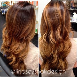 Lindseys Hair Design - chocolate brown to caramel brown balayage ombre