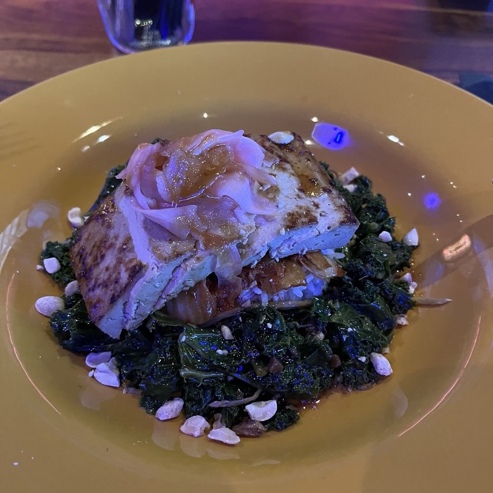 Blue Birdy - Tofu Bowl (marinated tofu, braised kale, white rice, kimchi, pickled ginger, cucumber, toasted peanuts, cilantro) - Gastropubs Near Me - West Hollywood, California Blue Birdy - Tofu Bowl (marinated tofu, braised kale, white rice, kimchi, pickled ginger, cucumber, toasted peanuts, cilantro) - Gastropubs Near Me - West Hollywood, California
