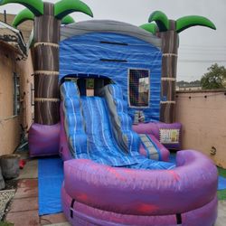 LA Inflatables Rentals - Tropical Water Slide Bounce House Combo Wet or Dry inflatable