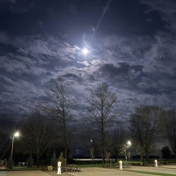 Olde Stone Village - View of sites at night in the new section - RV Parks Near Me - McMinnville, Oregon
