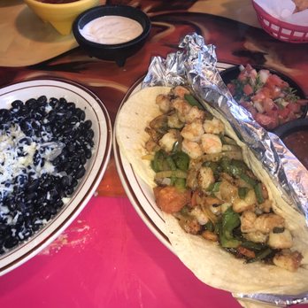 Grand Azteca - Shrimp tacos & black beans (the black beans is a 'side' that comes with the meal) $12.95 - Mexican Near Me - West Bloomfield Township, Michigan