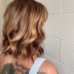 Kew Hair Studio - Copper and toffee blonde combo, style cut and subtle waves